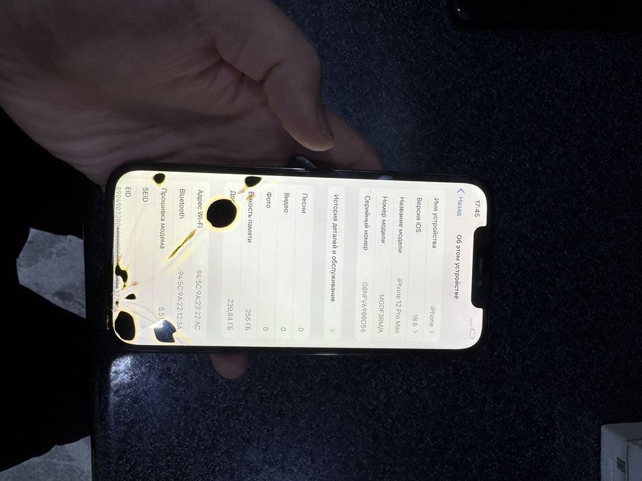 iphone 12 pro max pamit 256g yomkost 77 oqip tel qlila faqat