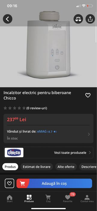 Incalzitor electric pentru biberoane Chicco