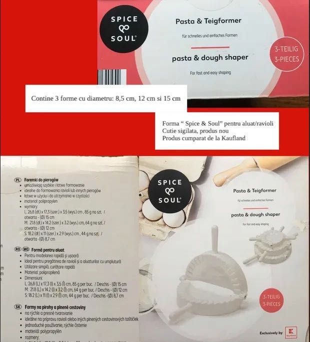 Forme pentru ravioli "Spice & Soul", 3 dimensiuni - produs nou sigilat