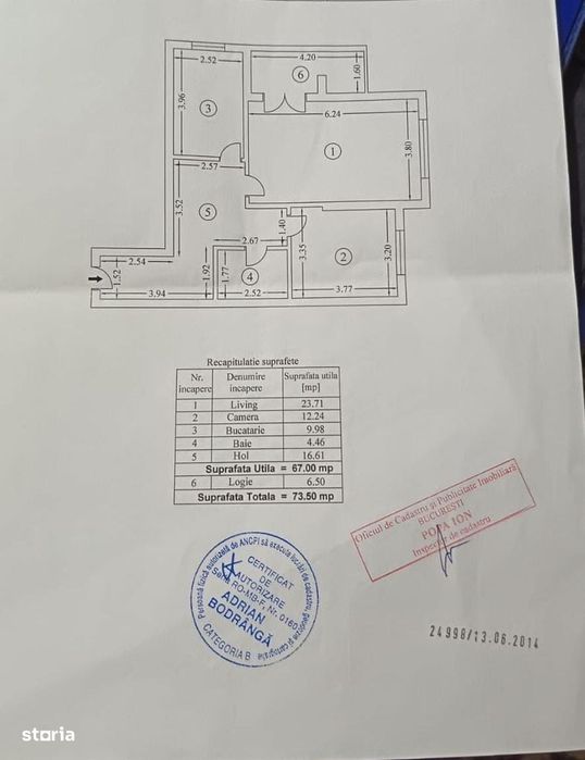 Apartament 2 camere decomandat bloc 2014-Centrala Proprie-67,5mp utili