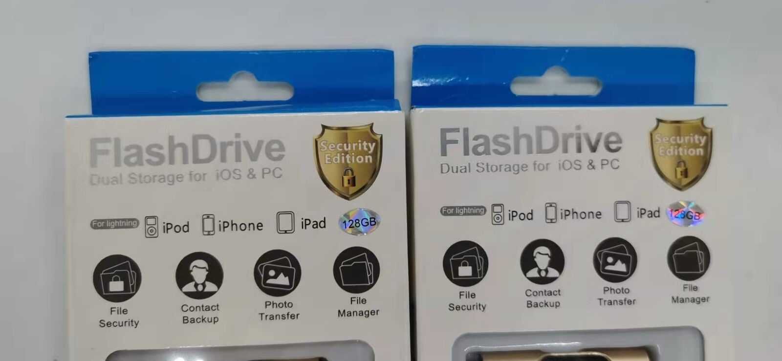 Флаш устройство 128GB USB Dual Storage за IOS & PC Gold IPhone IPad