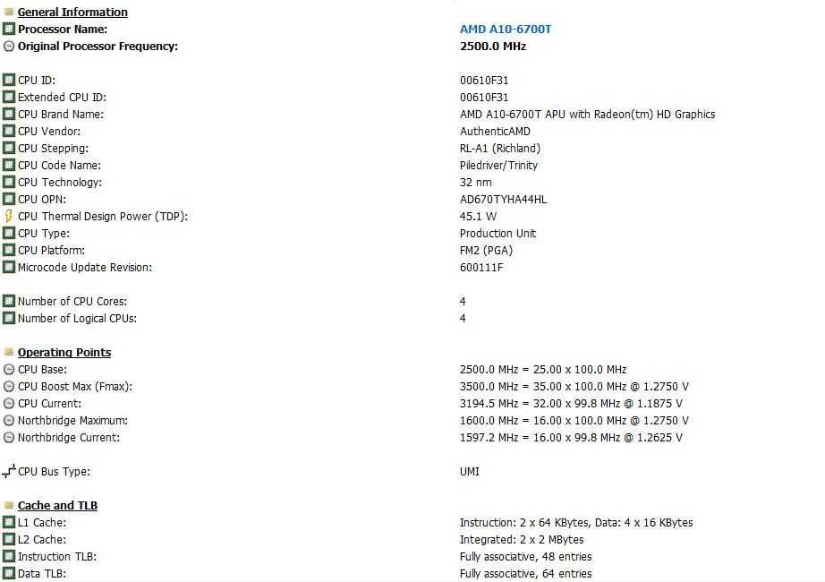 Procesor Quad AMD A10-6700T,2,50Ghz Turbo 3,50Ghz,Socket FM2,FM2+