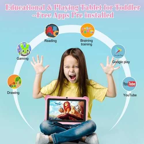 Нов 7 инча Розов таблет за момичета с игри стойка и родителски контрол