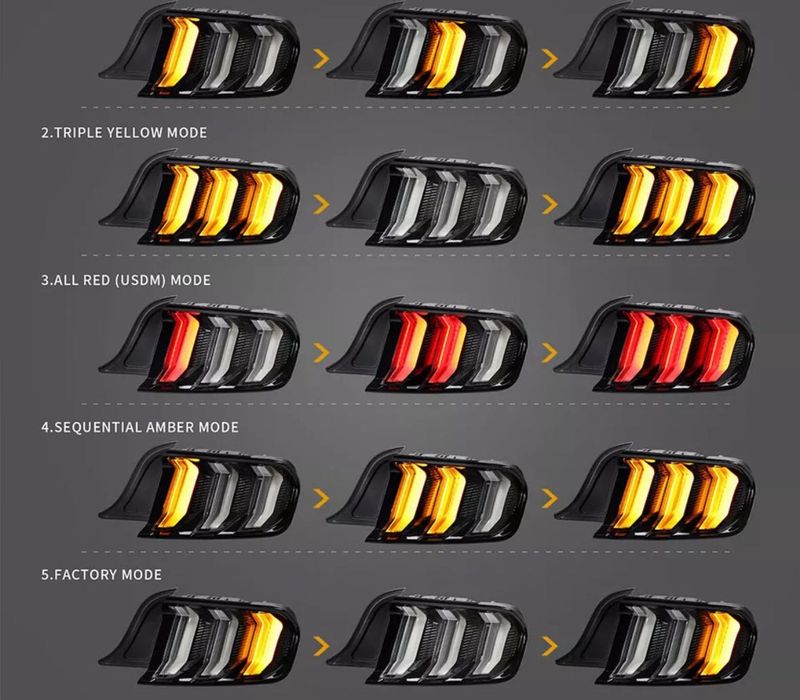 Ford mustang задни стопове 15-17 18+ жълт мигач