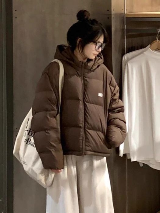 Женская короткая хлопковая куртка-пуховик