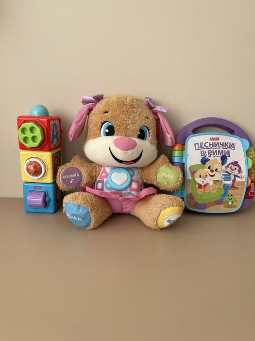 Сет играчки на Fisher Price - кученце, пееща книжка, интерактивна кула