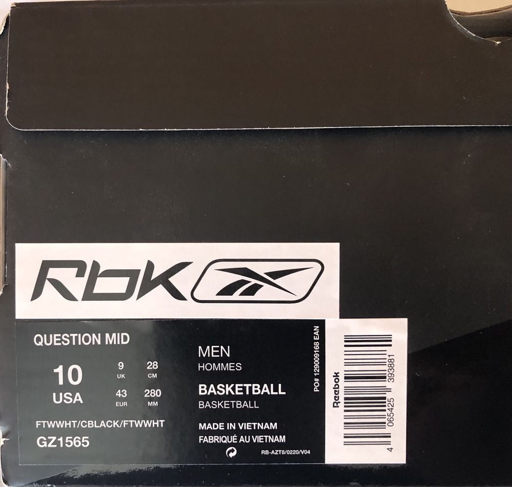 Reebok X Tyrrell Winston Question Mid Allen Iverson 42,5/27,5см