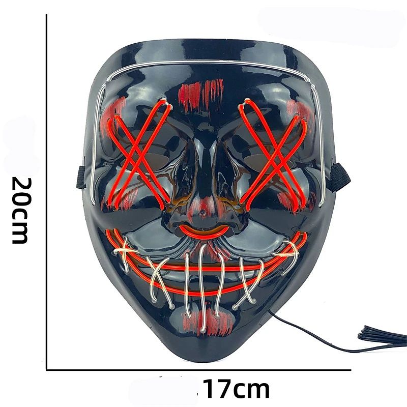 Светодиодная маска лед неоновая, судный день, хэллоуин, Halloween
