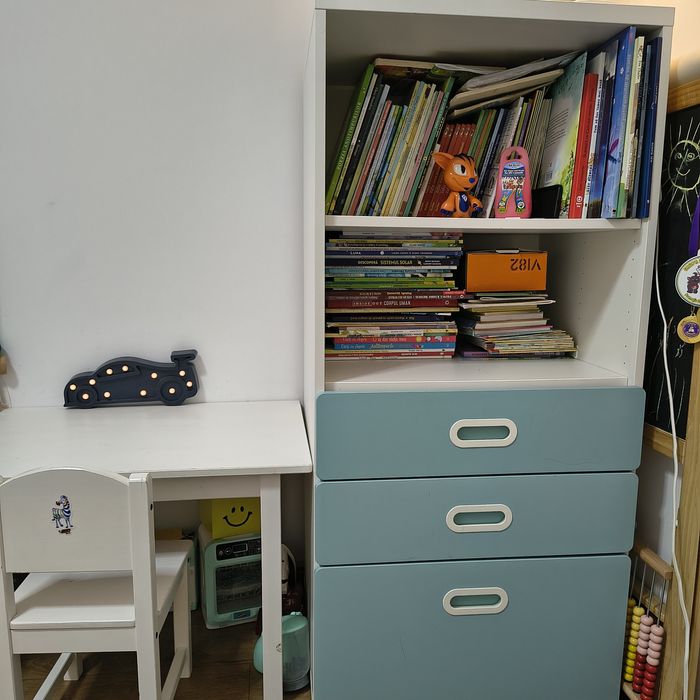 Bibliotecă, alb albastru Ikea