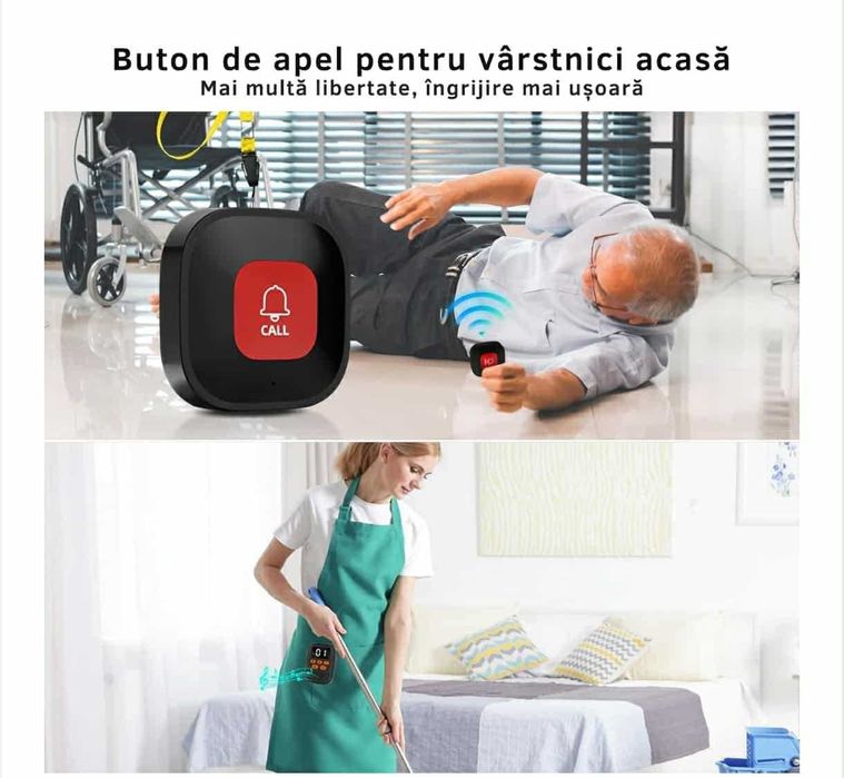 Buton panica LED pentru varstnici, siguranta batrani, gravide, bolnavi
