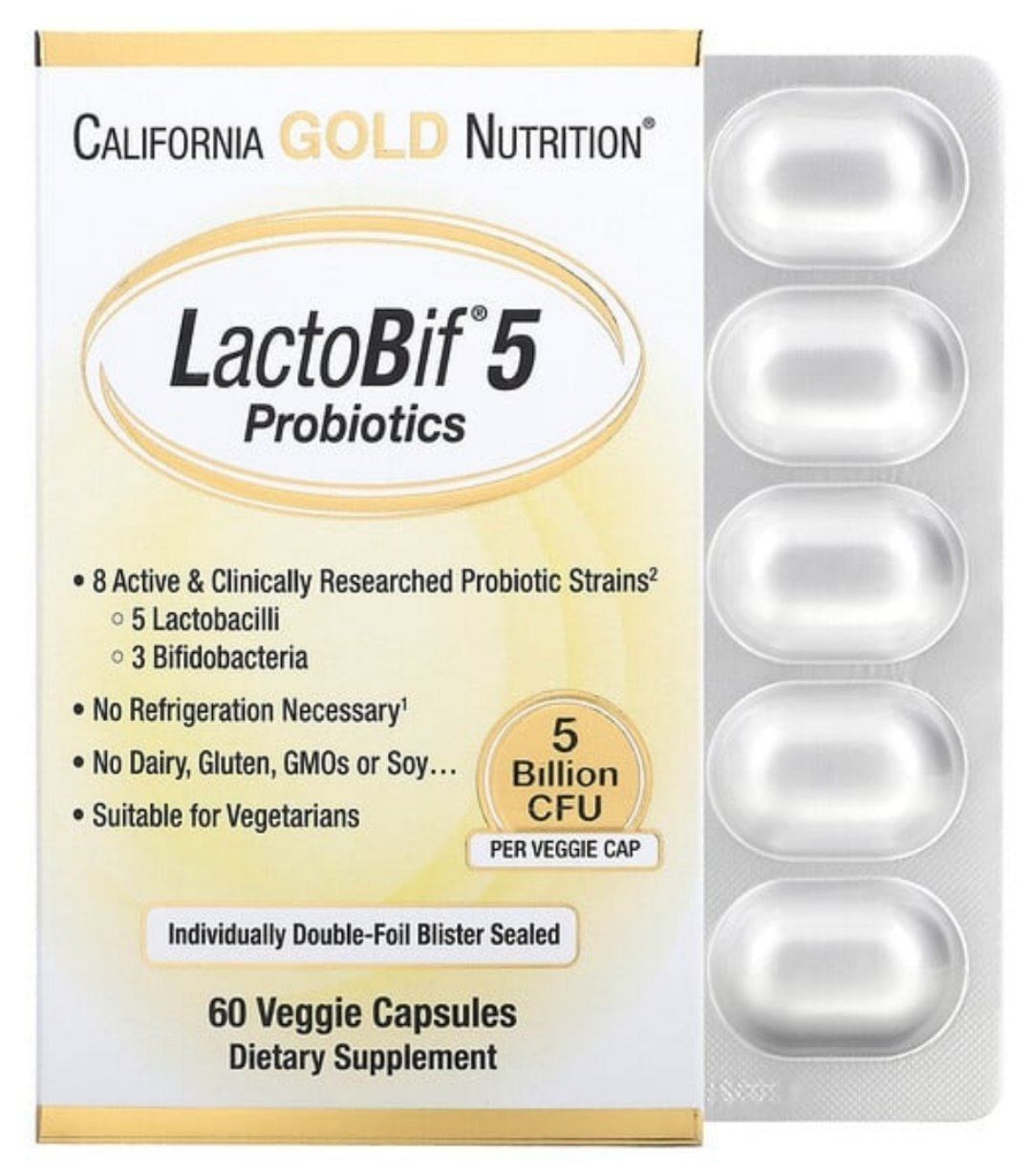 LactoBif 5, пробиотики, 5 млрд 60 вегетарианских капсул