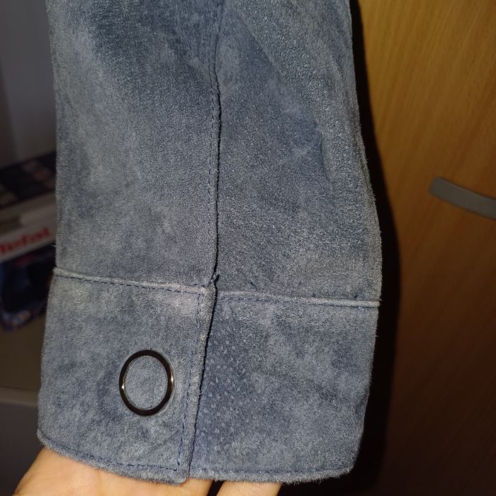 Orsay светло синьо яке от естествена кожа  Л