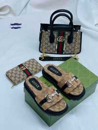 Gucci seturi dama, papuci+geanta+portofel