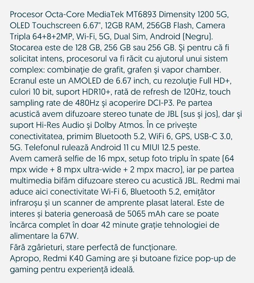 Xiaomi Redmi K40 GAMING 5G