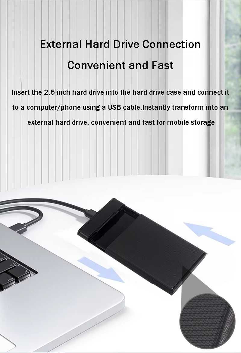 Външна Кутия USB 3.0 за 2.5 инчов харддиск SATA SSD адаптер до 2ТB HDD