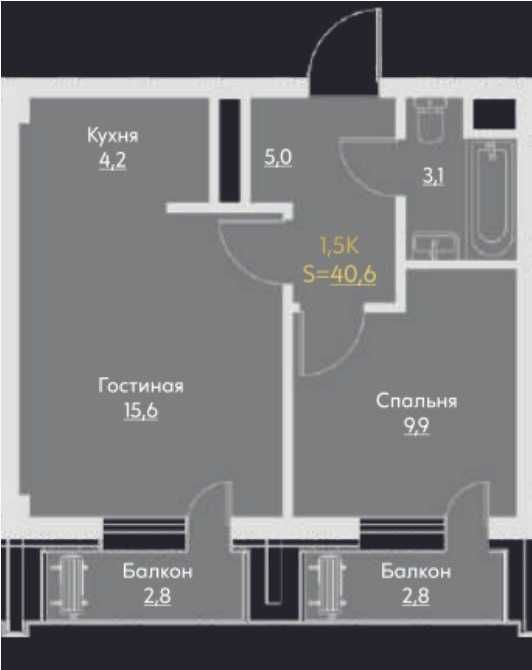 2х комнатная ЖК "Manhattan",  Дархан ор-н парк Тельмана (НБ)