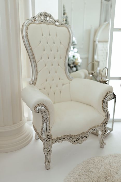 Fotoliu tip Tron - Lemn masiv - Imitație piele - Baroc