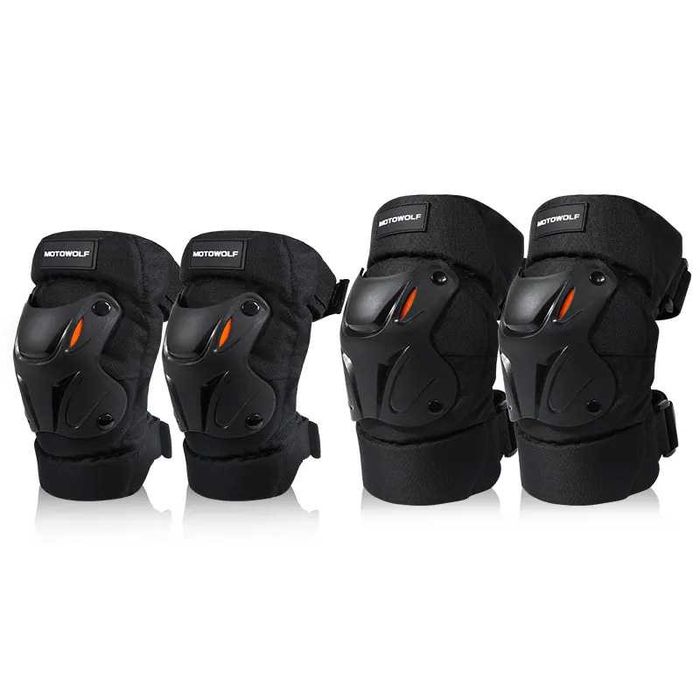 Set genunchere si cotiere moto/ciclism reflectorizante MOTOWOLF