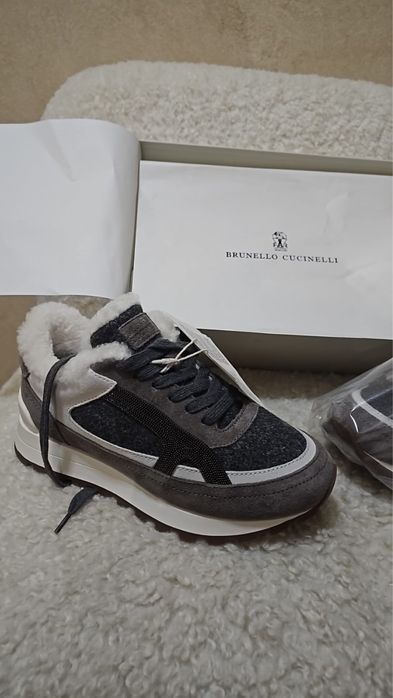 Кроссовки Brunello Cucinelli Runners with monili and fur