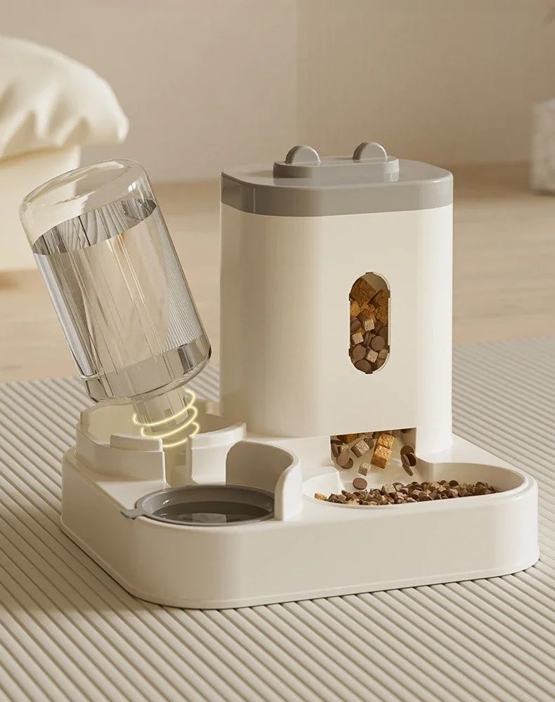 Диспенсър за храна и вода за кучета и котки, вода 1 л, храна 2,3 л
