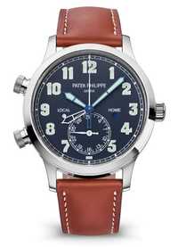 Часовник Patek Philippe Pilot Travel Time White Gold Blue Dial