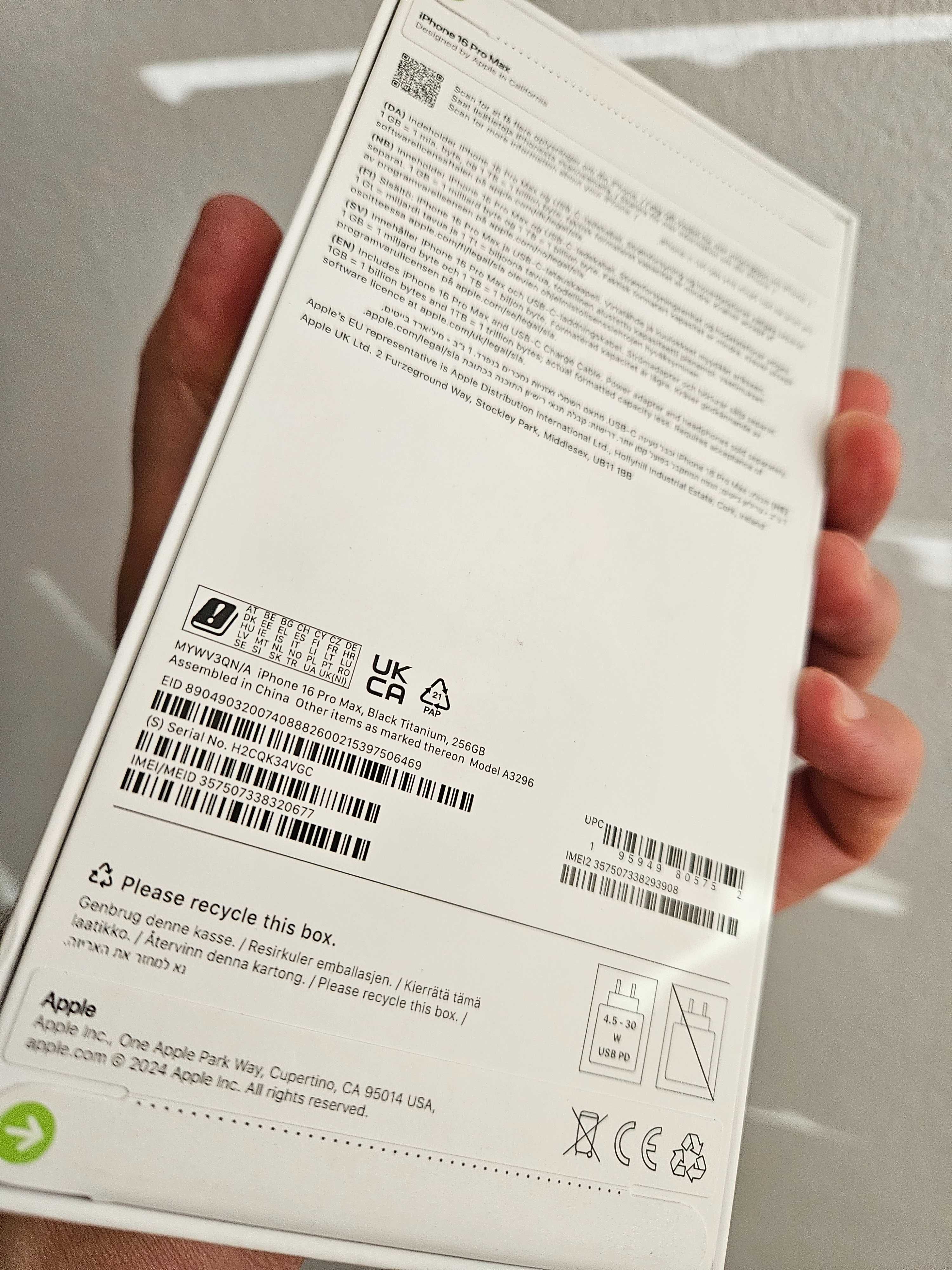 IPhone 16 Pro Max, 256Gb, sigilat la cutie.