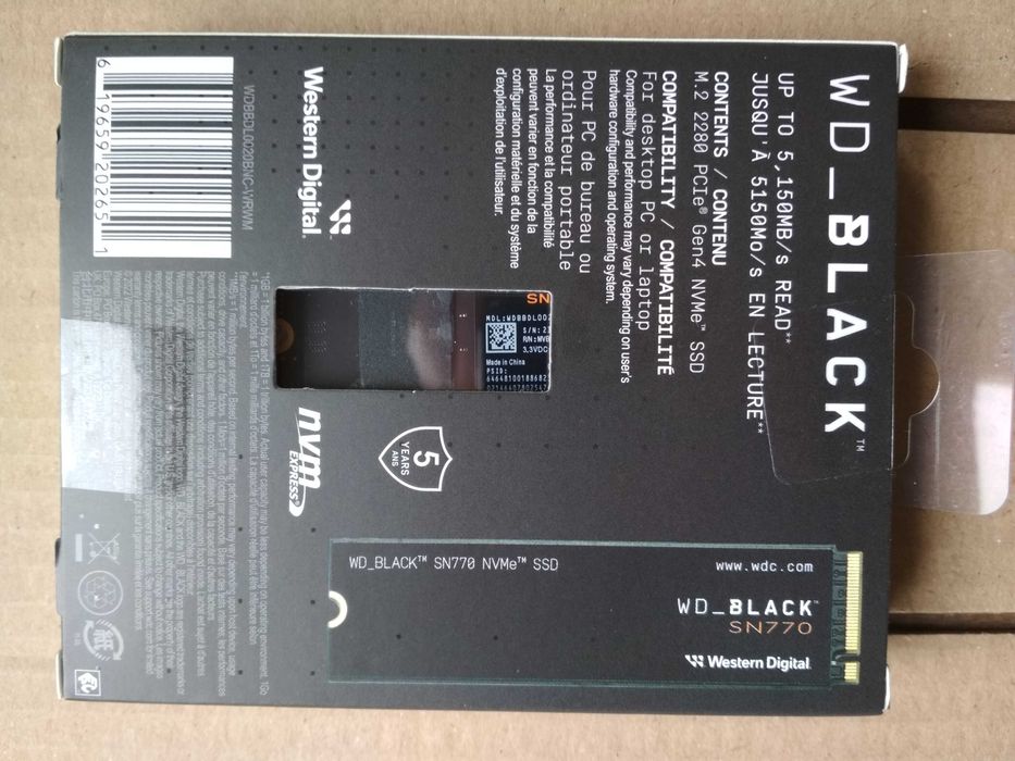 Геймърски SSD Western Digital Black SN770 2TB M.2
