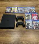 Vând playstation 4 slim impecabil, cu 2 manete si 9 jocuri‼️
