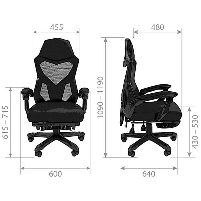 Кресло игровое CHAIRMAN 571 красное, сетка/ткань