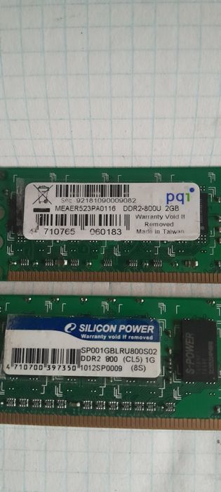Память ОЗУ для компьютера DDR 2 2 GB 800 mhz и DDR 2 1 GB 800 mhz PQI