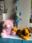 Ursulet mare roz,caine galben si elefant din plush
