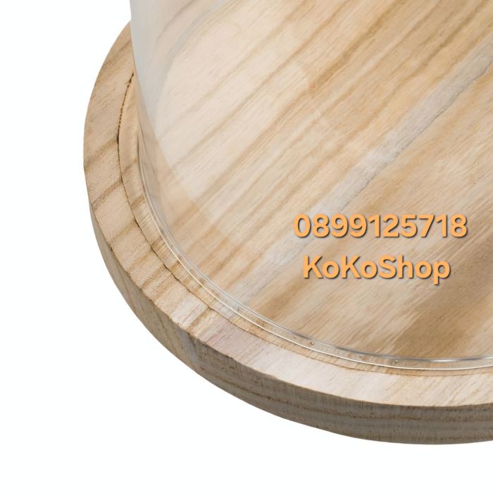 Стъклен купол-Ø 15 x 26 см./Стъклен декоративен купол с дървена основа