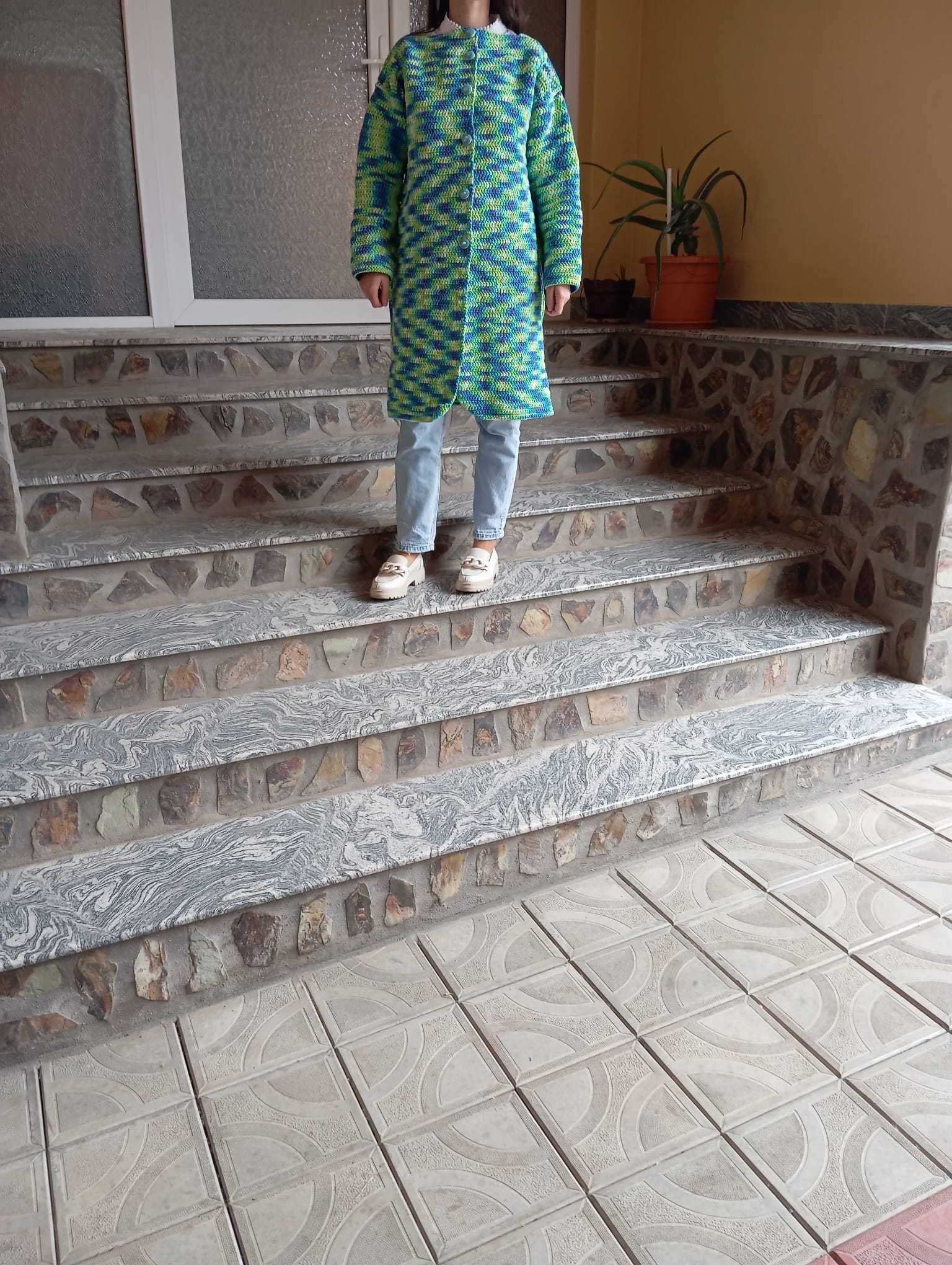 Cardigan Lung Croșetat Manual