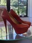 Pantofi rosii, piele, Italia, toc 14 cm
