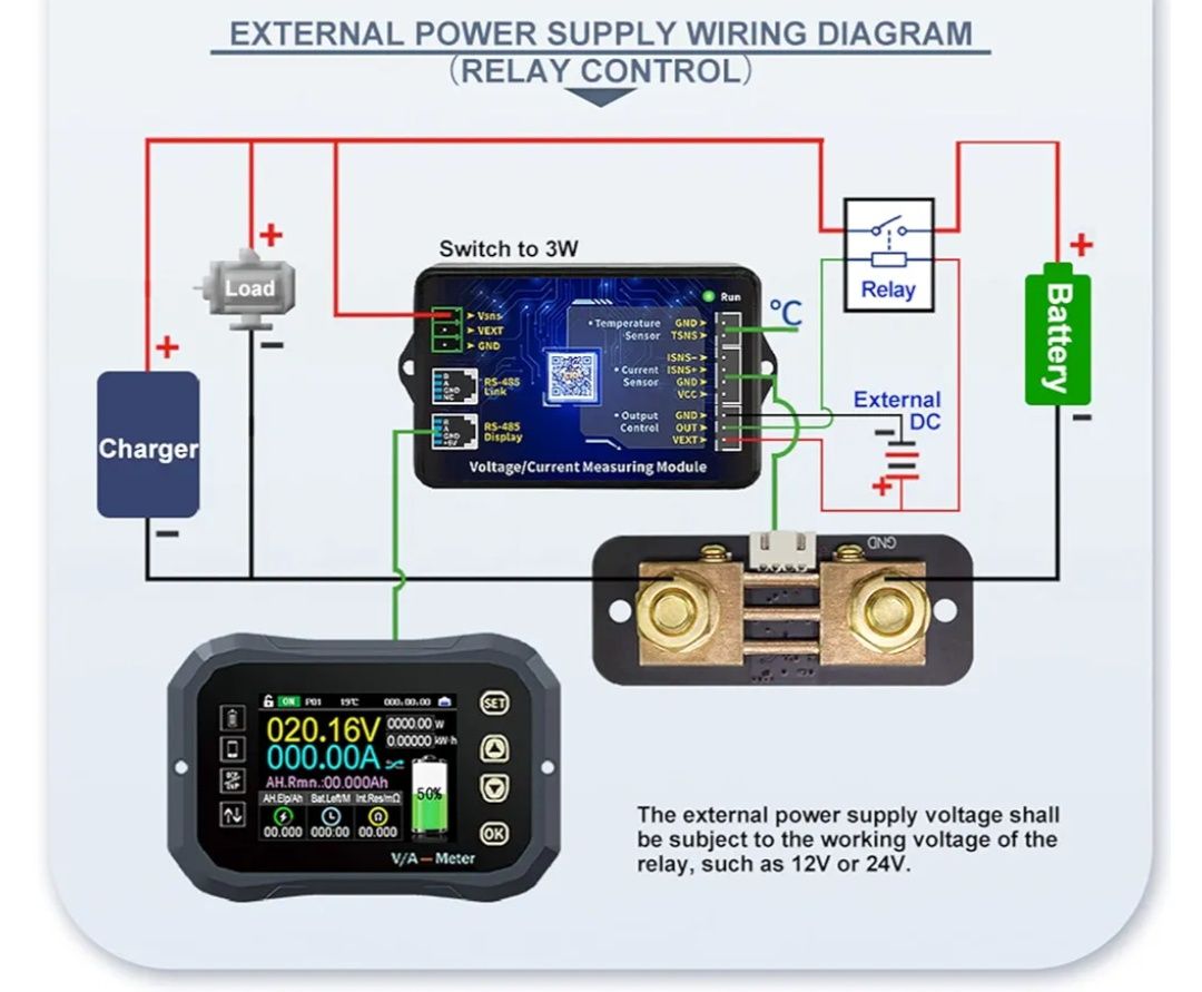 JUNCTEK Battery Monitor KM110F с Bluetooth и LCD дисплей