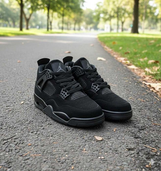 Adidasi Jordan 4 Retro Black Cat - Adidasi Fete Baieti