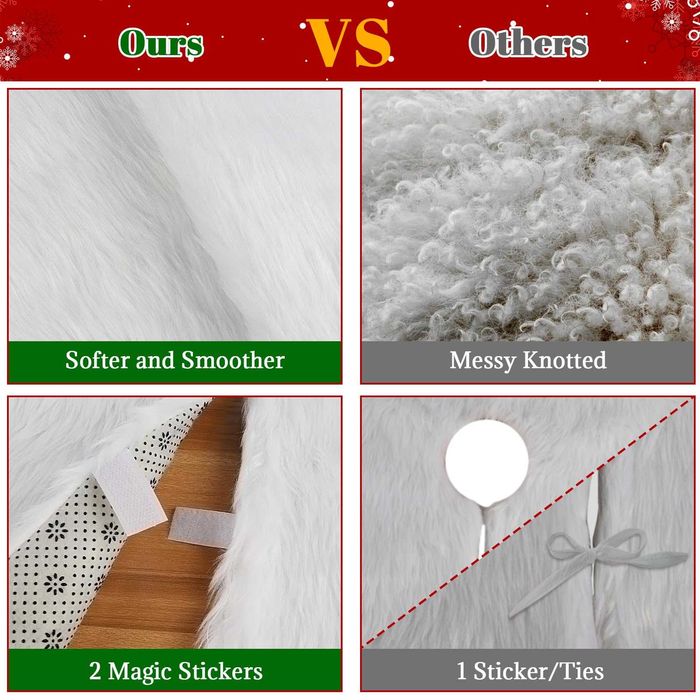 Подложка за елха Луксозна пухкава бяла 120см