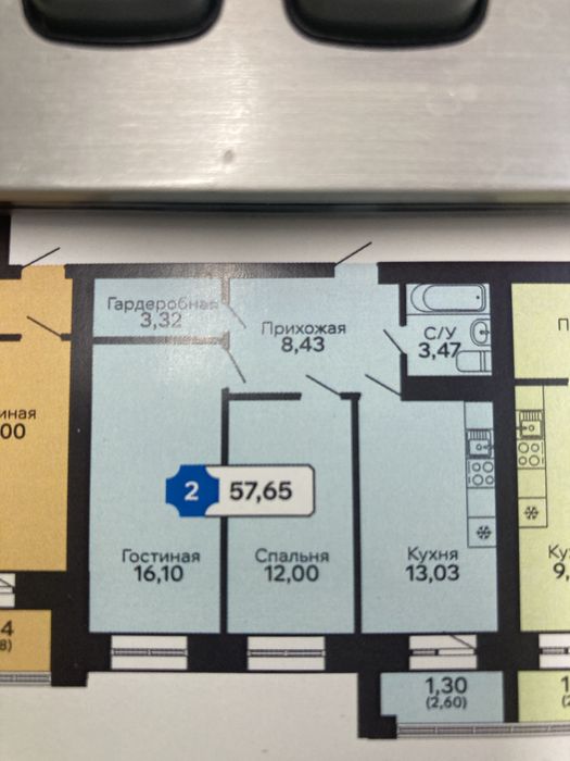 Квартира в новостройке 2х комнатная чистовая отделка