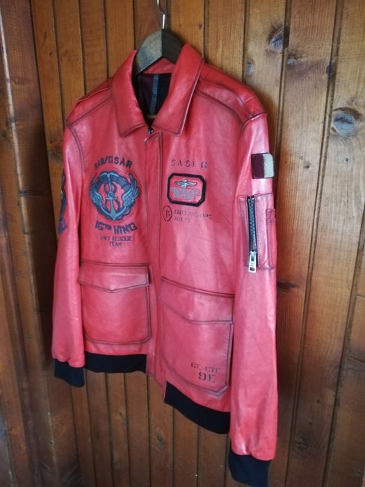 Geaca nouă piele bărbati Aviator Aeronautica Militare Xl