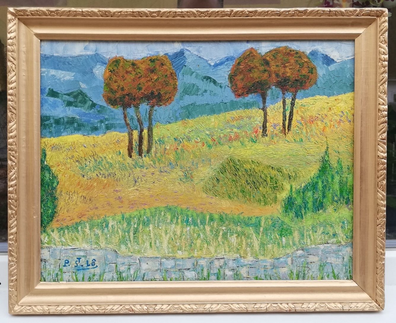 Tablou Peisaj de Vara amintiri după Van Gogh ulei pe panza 41x51cm