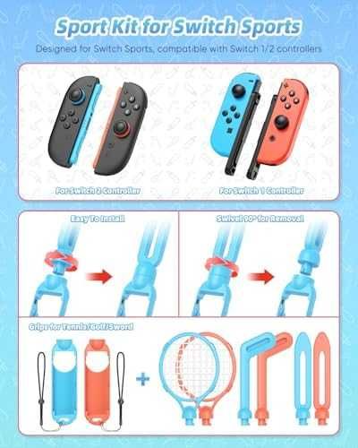 Нов Switch 2/1 OLED Спортен 19 в 1 Комплект Тенис, Голф, Мечове, Танц