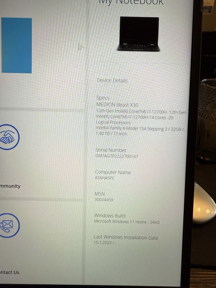 Medion Erazer Beast x30 32gb Ram i7 12700H 3070ti 8gb video