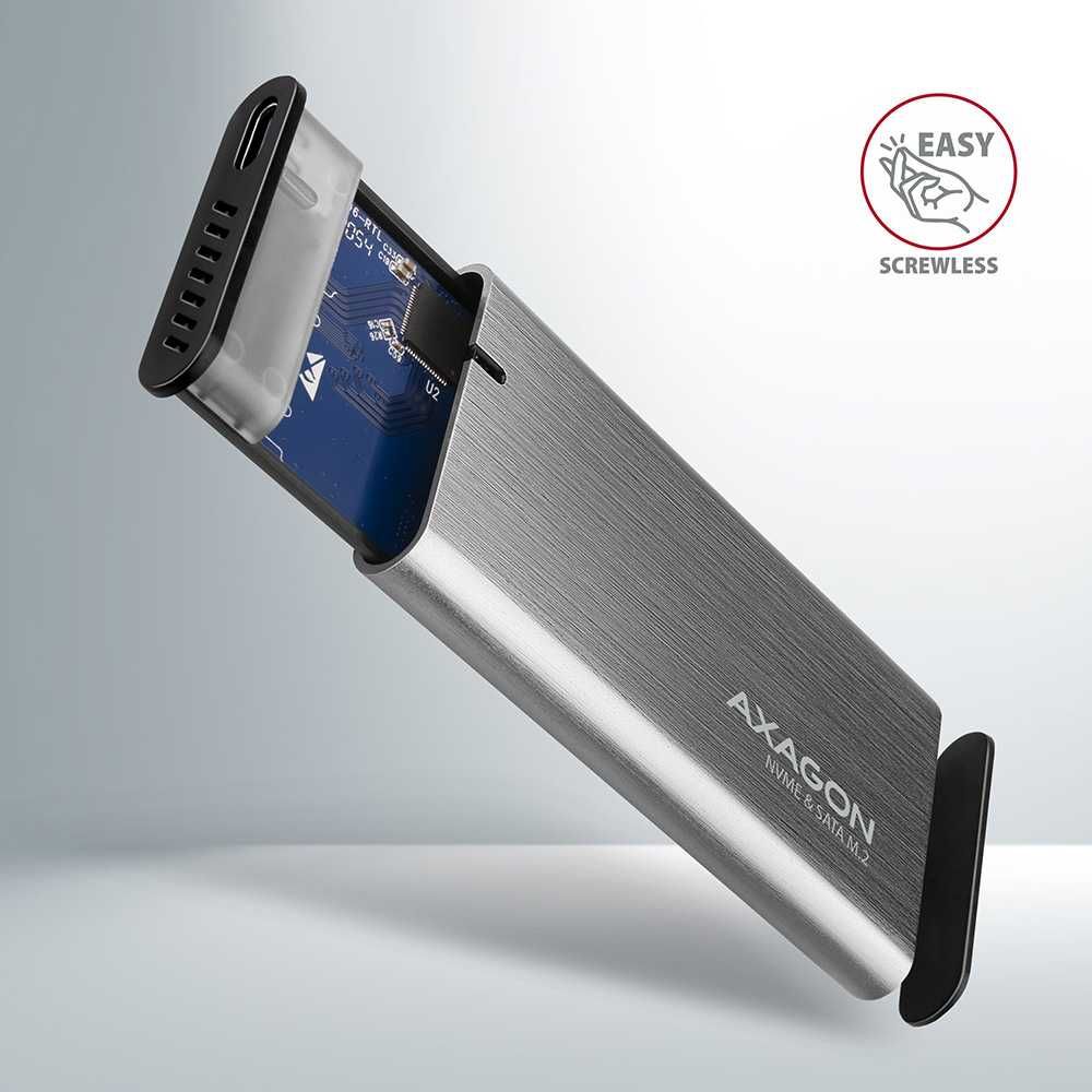 AXAGON Кутия за диск USB-C 3.2 Gen 2, M.2 NVMe / SATA 30-80mm EEM2-SG2