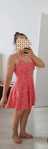 Rochie scurta roz cu imprimeu floral, marime S-M