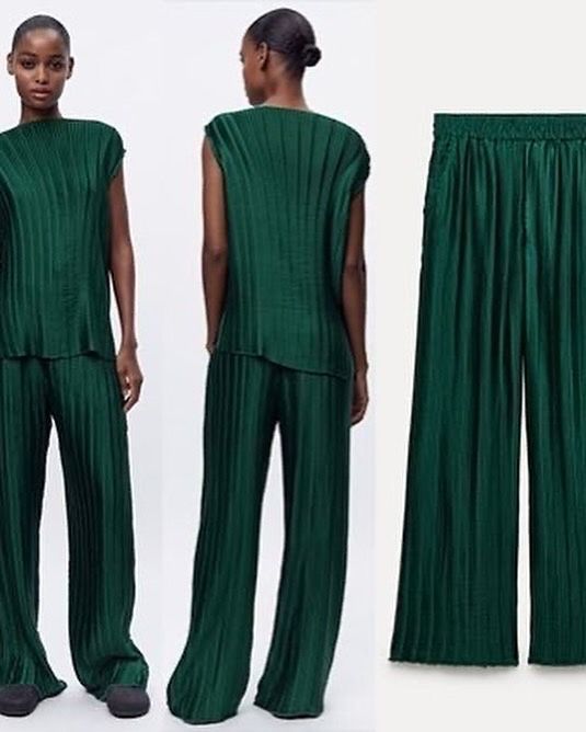 Costum set Zara bluza si pantaloni verde smarald