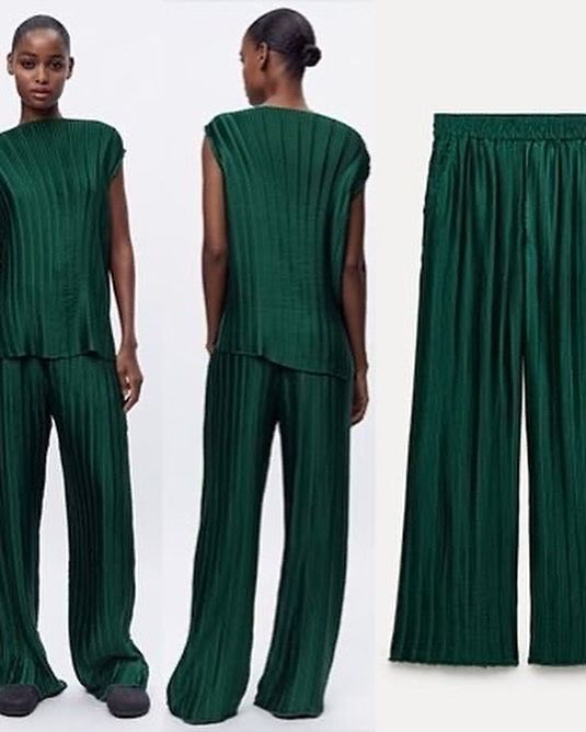 Costum set Zara bluza si pantaloni verde inchis