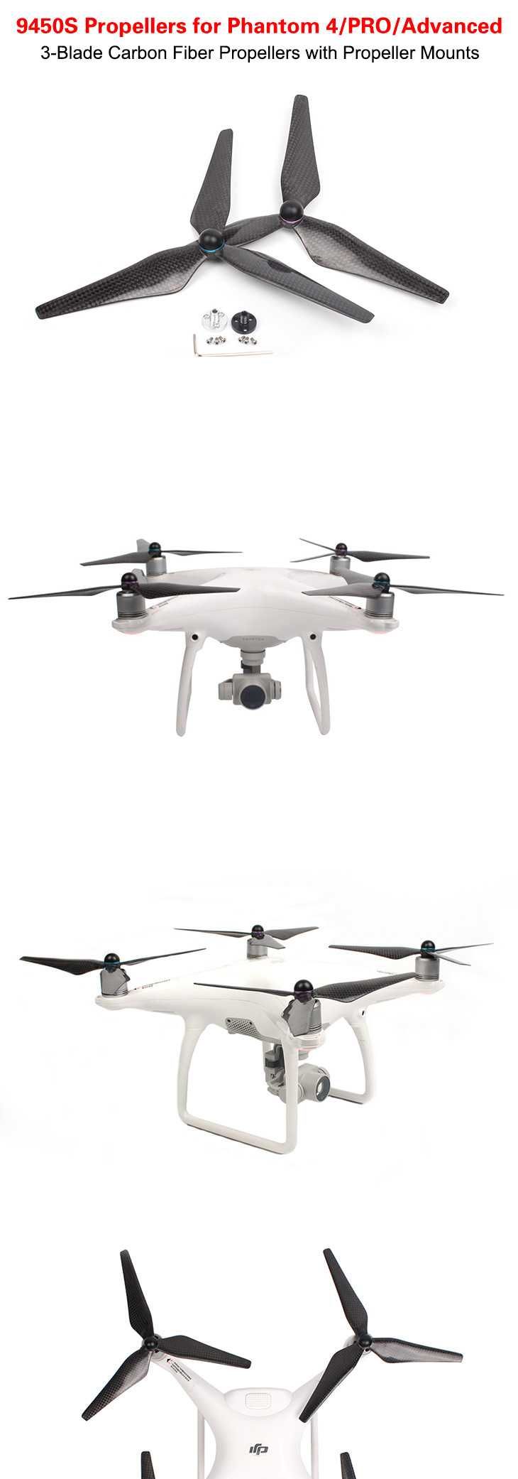 Elice din fibră de carbon pentru DJI Phantom 4 PRO PRO + ADV , stecher