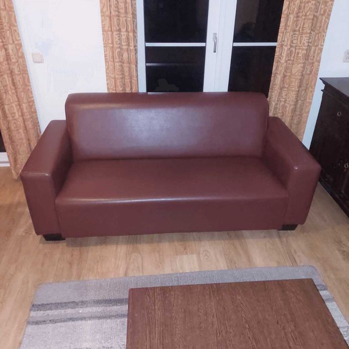 Canapea din piele, vișiniu, fixa