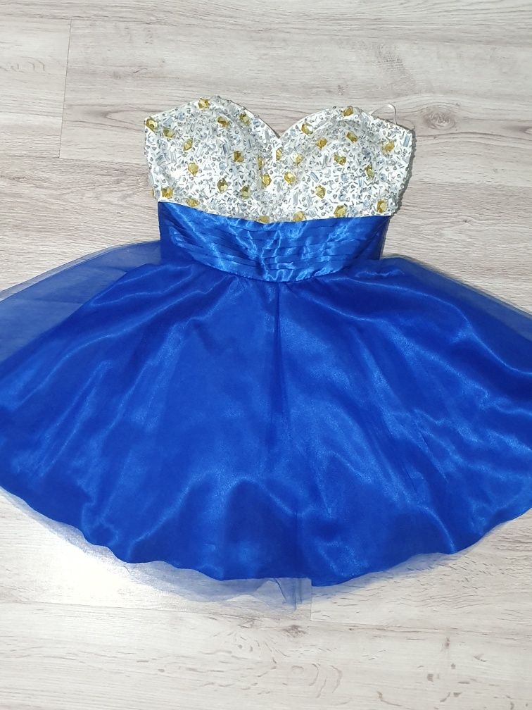 Rochie Nuntă/ Botez/Ocazie Baby Doll/Prom Albastru Royal Mărimea Xs/34