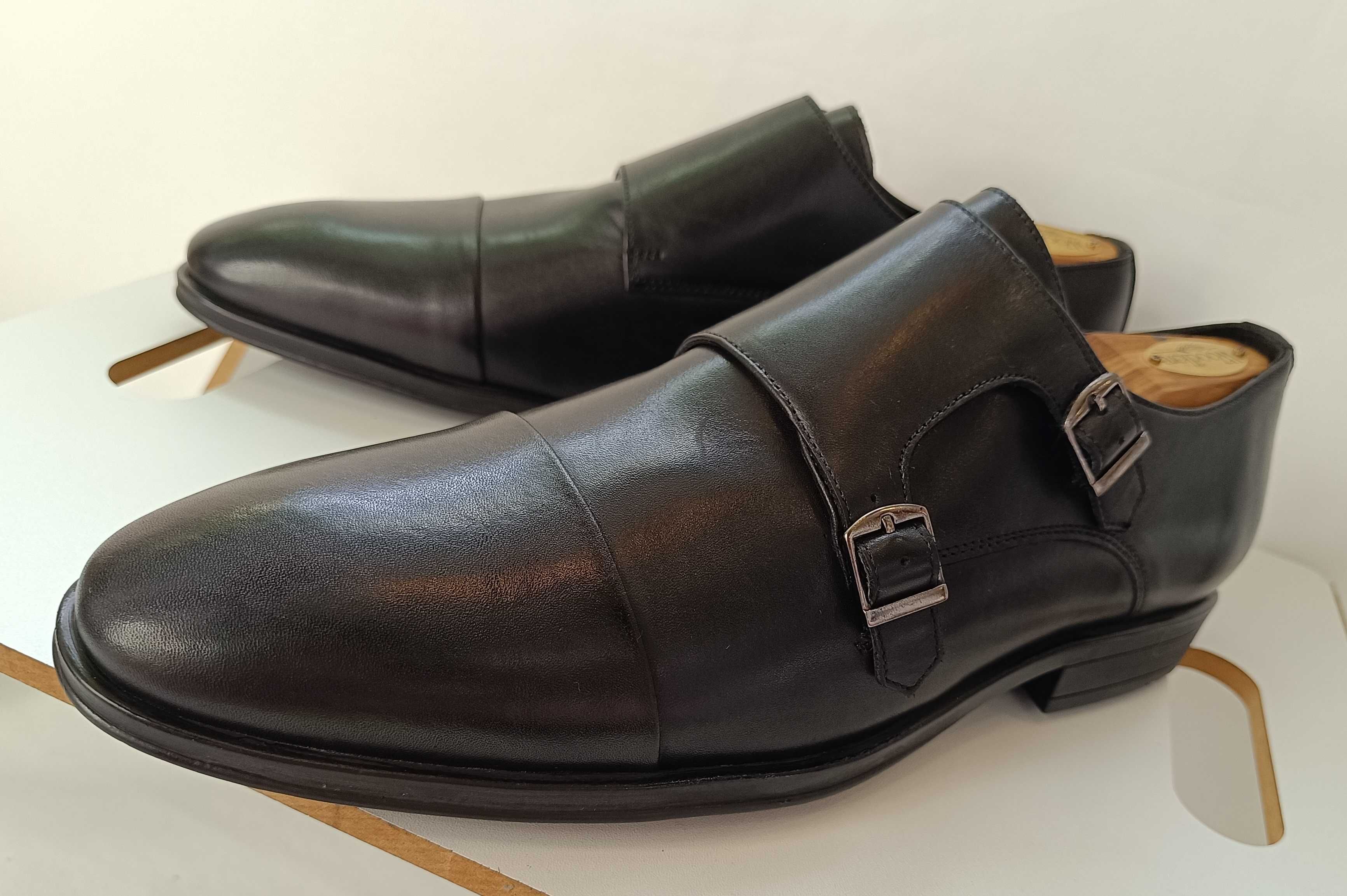Pantofi monk 44 premium S'Oliver NOI piele naturala moale